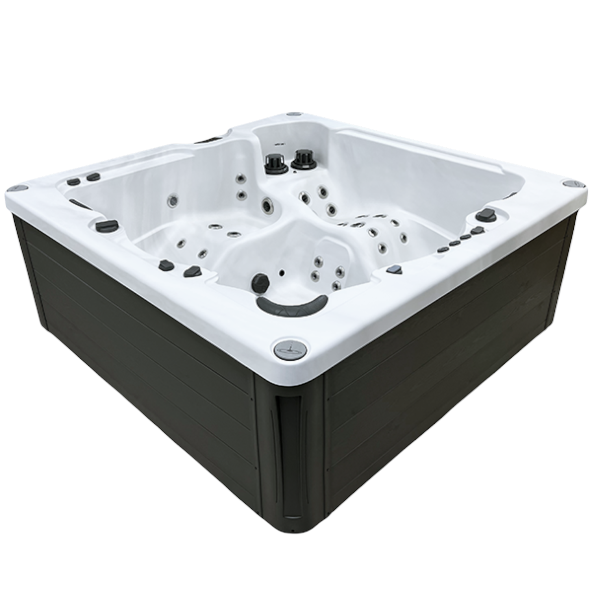 Ducky's Pools, Hot Tubs & Living Harmonic H288DL hot tub with 5 seats, dual loungers, 67 jets, and LED lighting.