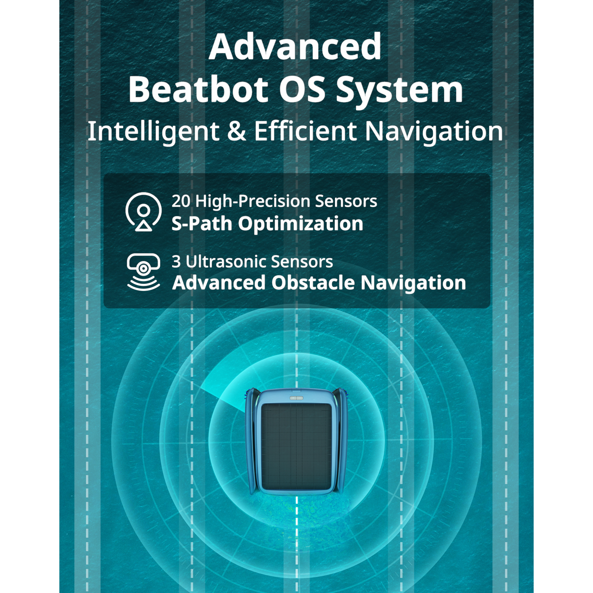 Ducky's Pools Beatbot K100 Ultra Skimmer with advanced OS system, 20 high-precision sensors, and 3 ultrasonic sensors for intelligent navigation.